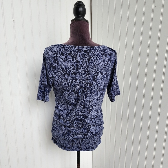 Motherhood Maternity Short Sleeve Top Womens Blue Paisley Round Hem Soft Modal M - Picture 7 of 12